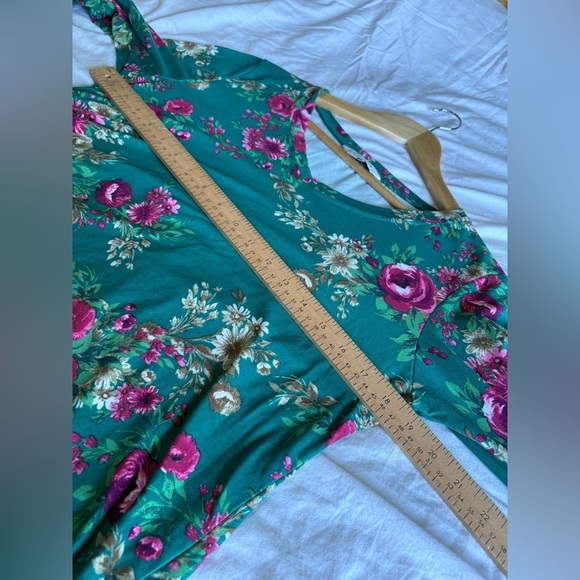 The Pioneer Woman long sleeve floral green v-neck shirt small oversized - Picture 7 of 9